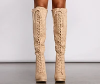 Faux Suede Over The Knee Stiletto Boots