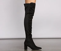 Faux Suede Over The Knee Block Heel Boots