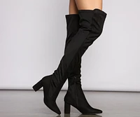 Faux Suede Over The Knee Block Heel Boots