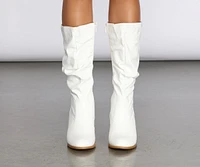 Faux Leather Slouched Knee-High Boots
