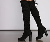 Over The Knee Stacked Block Heeled Boots