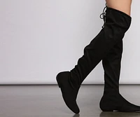 Faux Microsuede Lace-Up Boots