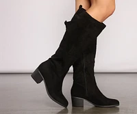 Faux Suede Below The Knee Boots