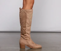 Fall For Faux Suede Stacked Heel Boots