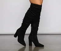 Faux Suede Knee-High Block Heel Boots