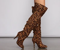 Over the Knee Faux Suede Leopard Print