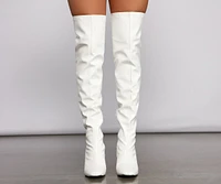 Level Up Faux Patent Leather Thigh High Boots