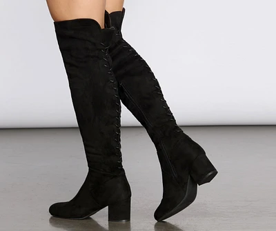 Chic Touch Lace-Up Knee High Boots