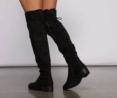 Fab and Chic Faux Suede Lace-Up Boots