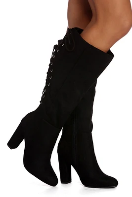 Lace Me Up Suede Boots