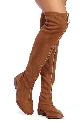 Zipped Faux Suede Boots