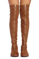 Zipped Faux Suede Boots