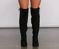 Faux Suede Lace-Up Over-The-Knee Boots