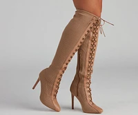 Elevated And Trendy Lace-Up Stiletto Boots