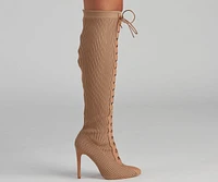 Elevated And Trendy Lace-Up Stiletto Boots