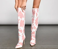 Moo Over Denim Knee-High Stiletto Boots