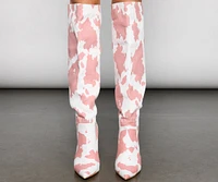 Moo Over Denim Knee-High Stiletto Boots