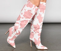 Moo Over Denim Knee-High Stiletto Boots