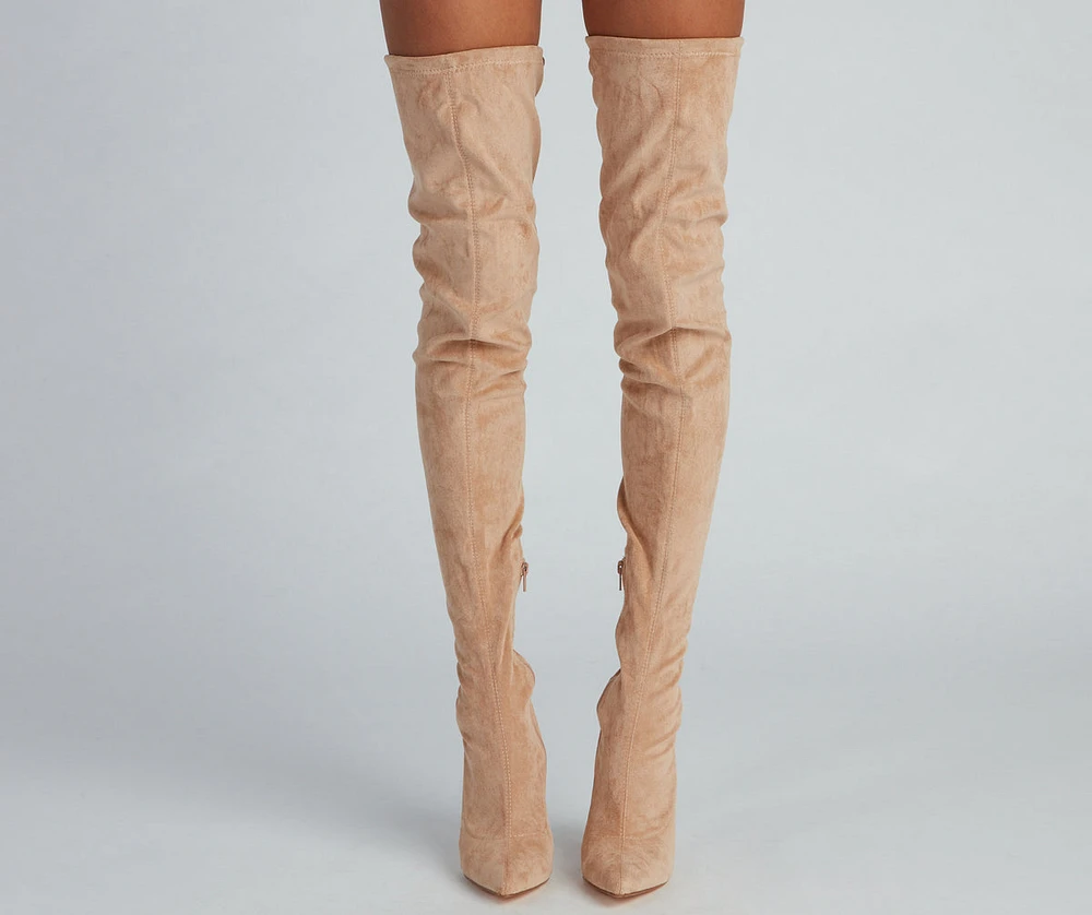 Raising The Bar Faux Suede Stiletto Boots