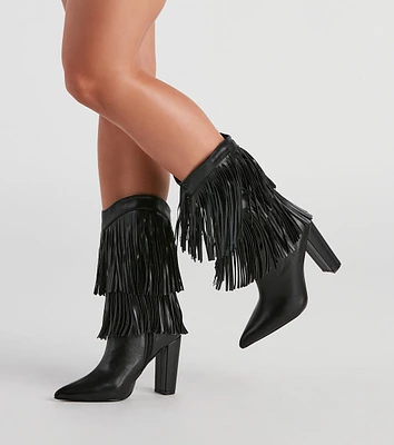 Line Dance Fringe Cowgirl Boots