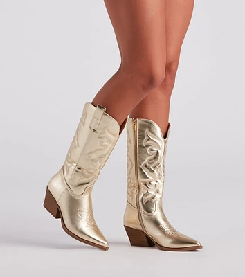 Western Shine Metallic Cowboy Boots