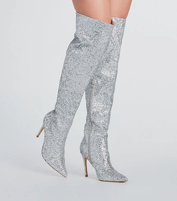 Truly Sparkled Glitter Over-The-Knee Boots