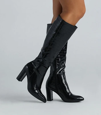Fashion Muse Faux Leather Under The Knee Boots