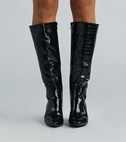 Fashion Muse Faux Leather Under The Knee Boots