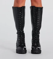 Edgy Allure Under-The-Knee Combat Boots