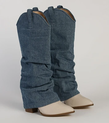 Denim Diva Fold-Over Western Boots