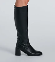 Sleek Strut Faux Leather Fitted Knee-High Boots