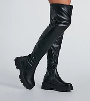 Command Platform Faux Leather Over-The-Knee Boots