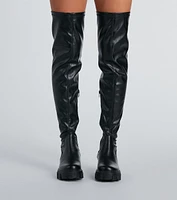 Command Platform Faux Leather Over-The-Knee Boots