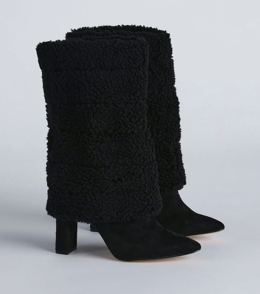 Cozy On Down Faux Sherpa Block Heel Booties