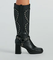 Edgy Attitude Faux Leather Under-The-Knee Boots