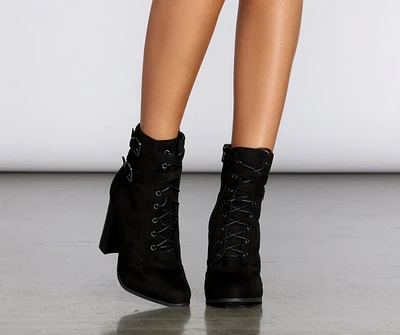 Walk The Lace Up Booties