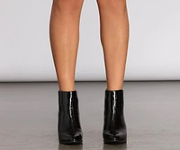 So Sleek Crock Block Heel Booties