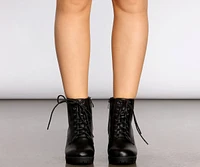 Kickin' It Faux Leather Lace Up Booties