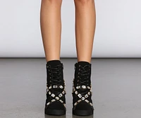 Gemstone Babe Faux Suede Lug Boots