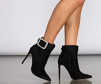 Rhinestone Buckle Stiletto Booties