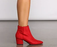 Lady Red Block Heel Booties