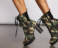 Step Up Camo Lug Sole Booties