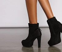 Faux Suede Platform Lace-Up Booties