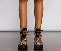 Fierce And Fab Faux Suede Combat Boots