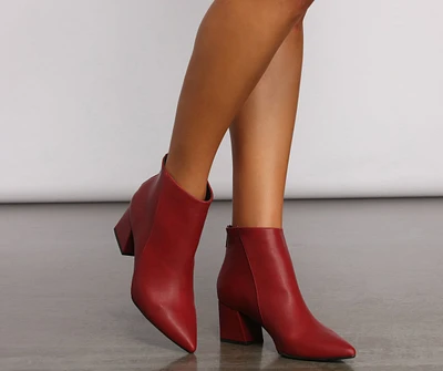 Faux Leather Basic Pointy Toe Booties