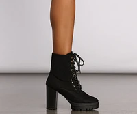 Faux Suede Lace Up Combat Booties