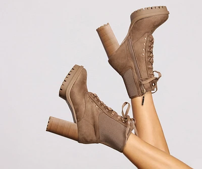 Slay Faux Suede Lug Sole Booties