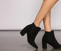 Faux Suede Stacked Block Heel Booties