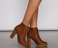 Classic Faux Suede Stacked Heel Booties