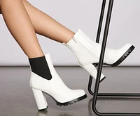 On the Edge Faux Leather Lug Booties